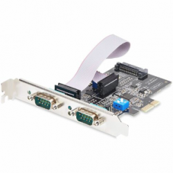 StarTech.com 2-Port Serial PCIe Card, Dual-Port RS232/RS422/RS485 Card, 16C1050 UART, ESD Protection, Windows/Linux, TAA-Compliant - 2-Port PCIe Serial Card features on-board DIP switches allowing each DB9 port to operate in RS-232/RS-422/RS-485 indep 2S2