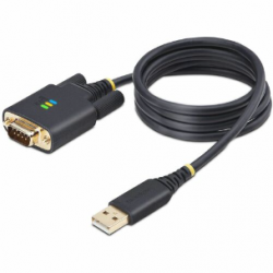 StarTech.com 3ft (1m) USB to Serial Adapter Cable, COM Retention, FTDI IC, DB9 RS232, Interchangeable DB9 Screws/Nuts, Windows/macOS/Linux - Add a DB9 RS-232 serial port to a desktop/laptop using a USB-A port; Interchangeable Screws/Nuts; DB9 screws p 1P3