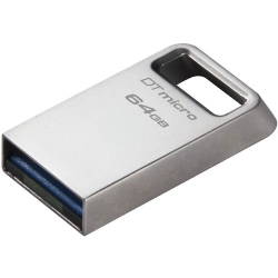 Kingston DataTraveler Micro 64 GB USB 3.2 (Gen 1) Type A Flash Drive - Silver - 200 MB/s Read Speed DTMC3G2/64GB