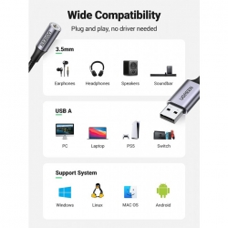 UGREEN 30757 USB to 3.5mm Audio Jack Sound Card Adapter