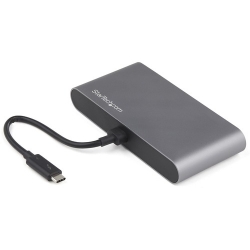 StarTech.com Thunderbolt 3 Docking Station for Notebook - Black, Silver - 2 Displays Supported - 4K - 3840 x 2160 - 1 x USB Type-A Ports - USB Type-A - 1 x RJ-45 Ports - Network (RJ-45) - DisplayPort - Wired - Gigabit Ethernet - macOS, Windows TB3DKM2DPL