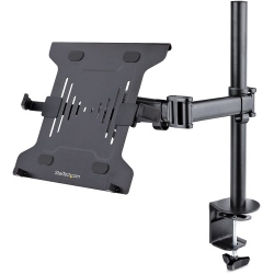 StarTech.com Laptop Desk Mount, Monitor and Laptop Arm Mount, Displays up to 34in (8kg / 17.6lb), VESA Laptop Tray Arm, Clamp / Grommet - This dual-purpose black laptop mount for desk allows mounting a laptop on the ventilated VESA laptop tray or a 27 A-L