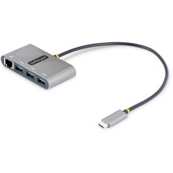 StarTech.com USB/Ethernet Combo Hub - USB 3.2 (Gen 1) Type C - Portable - Space Gray - UASP Support - 3 Total USB Port(s)1 Network (RJ-45) Port(s) - Windows, iPadOS, Linux, Chrome OS, Mac HB30C3A1GEA2