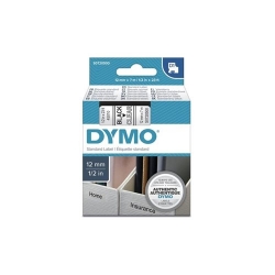Dymo 45010 Multipurpose Label - 12 mm Width - Rectangle - Thermal Transfer - Black, Transparent - Plastic S0720500