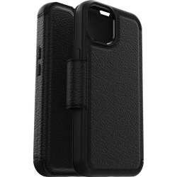 OtterBox Strada Carrying Case (Folio) Apple iPhone 14 Smartphone - Shadow (Black) - Drop Resistant - Leather, Metal, Polycarbonate Body - 150.9 mm Height x 77 mm Width x 12.2 mm Depth 77-89660