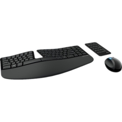 Microsoft Sculpt Ergonomic Desktop Keyboard/Keypad & Mouse - English - 1 Pack - USB RF 2.40 GHz Keyboard/Keypad - Wireless RF Mouse - Optical - 3 Button - Tilt Wheel - Right-handed Only - AA - Compatible with PC, Mac L5V-00031