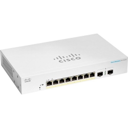 Cisco Business 220 CBS220-8P-E-2G 8 Ports Manageable Ethernet Switch - Gigabit Ethernet - 10/100/1000Base-T, 1000Base-X - 2 Layer Supported - Modular - 2 SFP Slots - 8.20 W Power Consumption - 65 W PoE Budget - Optical Fiber, Twisted Pair - PoE Ports  CBS