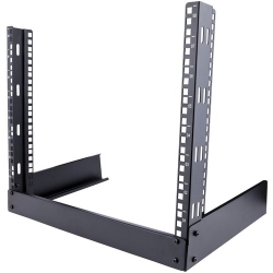 StarTech.com 8U 19" Desktop Open Frame Rack, 2-Post Free-Standing Network Rack, Switch/Patch Panel/AV/IT Equipment, 110lb / 50kg capacity - Store your lightweight rack-mountable equipment in this 2-post rack - 2-post open frame rack - 2 post server ra RK8