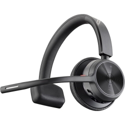 HP Poly Voyager 4300 UC 4310 Wired/Wireless On-ear, Over-the-head Mono Headset - Black - Siri, Google Assistant - Monaural - Supra-aural - 9100 cm - Bluetooth - 20 Hz to 20 kHz - 150 cm Cable - MEMS Technology, Electret Condenser, Noise Cancelling Microph