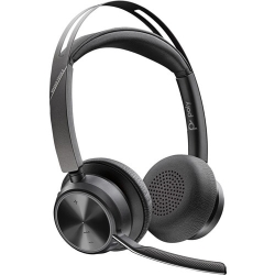 HP Poly Voyager Focus 2 Wired/Wireless On-ear, Over-the-head Stereo Headset - Black - Siri, Google Assistant - Binaural - Supra-aural - 9100 cm - Bluetooth - 20 Hz to 20 kHz - 150 cm Cable - MEMS Technology, Electret Condenser, Discreet Microphone - Noise