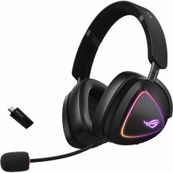 Asus ROG Delta II Wired/Wireless On-ear, Over-the-head Stereo Gaming Headset - Black - Binaural - Bluetooth - 32 Ohm - 20 Hz to 20 kHz - 200 cm Cable - Uni-directional Microphone - Mini-phone (3.5mm) ROG DELTA II