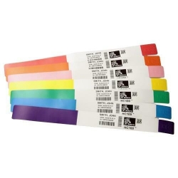 Zebra Wristband, Polypropylene, 1x10in (25.4x254mm); Direct thermal, Z-Band Splash, Adhesive closure, 1in (25.4mm) core, 350/roll, Yellow 10012718-2