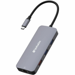 Verbatim USB Type C Docking Station for Notebook - Charging Capability - Memory Card Reader - SD - 4K - 3840 x 2160 - 5 x USB Ports - 3 x USB Type-A Ports - USB Type-A - 2 x USB Type-C Ports - USB Type-C - 1 x RJ-45 Ports - Network (RJ-45) - 1 x HDMI Por