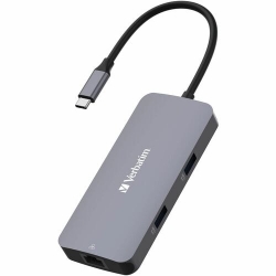 Verbatim USB Type C Docking Station for Notebook/Monitor/Desktop PC - Charging Capability - 4K - 3840 x 2160 - 3 x USB Ports - 2 x USB Type-A Ports - USB Type-A - 1 x USB Type-C Ports - USB Type-C - 1 x RJ-45 Ports - Network (RJ-45) - 1 x HDMI Ports - HD