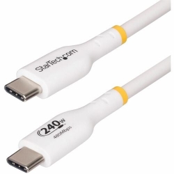 StarTech.com 2m White USB-C Charging Cable, USB-IF Certified USB C Cable, 240W PD EPR, USB 2.0 Type-C Laptop Charger Cord, TPE Jacket, M/M - USB C cable supports Power Delivery 3.1 Extended Power Range (EPR); Up to 240W 5A; USB-IF Certified w/E-marker; I