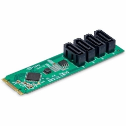 StarTech.com 4-Port M.2 to SATA Adapter Card, M.2 PCIe 3.0 to SATA HDD/SSD Expansion Card for Windows/macOS/Linux - Add 4x SATA drives to a desktop via a single 2280 M.2 drive slot while maintaining SATA 6Gbps read/write speeds per drive; Drivers auto-in