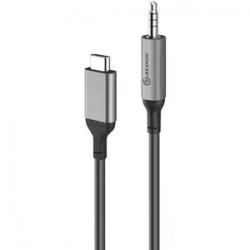 Alogic 1.50 m Mini-phone/USB Audio Cable for Speaker, Tablet, Mobile Phone, Notebook, Audio Device, Amplifier - First End: 1 x USB Type C - Male - Second End: 1 x Mini-phone Audio - Male - Black, Space Gray ULC35A1.5-SGR