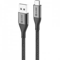 Alogic SUPER Ultra 30 cm USB/USB-C Data Transfer Cable for Smartphone, Tablet, Notebook, Peripheral Device, Wall Charger, Computer - 1 - First End: 1 x USB 2.0 Type C Male - Second End: 1 x USB 2.0 Type A Male - 480 Gbit/s - Space Gray ULCA2030-SGR