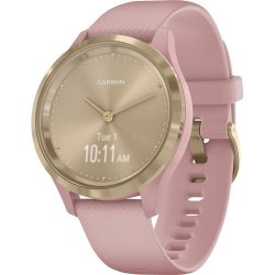 Garmin vívomove 3S GPS Watch - Round Case Shape - 39 mm Case Width - Light Gold Body Color - Dust Rose Case Color - Stainless Steel Body Material - Fiber Reinforced Polymer Case Material - Silicone Band Material - Heart Rate Monitor, Pulse Oximeter Sensor