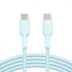 Belkin BoostCharge USB-C Data Transfer Cable - Cable for iPad, iPad mini, MacBook Pro, iPad Air, iPad Pro - First End: 1 x USB 2.0 Type C - Male - Second End: 1 x USB 2.0 Type C - Male - 480 Mbit/s - Blue CAB004BT1MBL