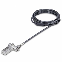 StarTech.com Universal Laptop Cable Lock 6.6ft, Serialized Combo Security Cable For Notebook, Compatible w/Noble Wedge®/Nano/K-Slot - Serialized universal laptop lock compatible w/Noble Wedge®/K-Slot/Nano security slots; Adjustable lock tip - Steel cable