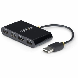 StarTech.com 4-Port USB 2.0 Hub, USB Bus Powered, Small Travel Mini USB Hub, Multi-Port USB 2.0 Splitter, Portable USB Hub, 480Mbps - Connect up to four USB 2.0 devices to a laptop/PC with a single USB 2.0/3.0 port; Support for 480Mbps; Supports hot-swap
