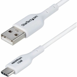 StarTech.com 1m (3ft) USB-A to USB-C Charging Cable, Charge & Sync, 3A, USB 2.0, TPE Jacket - White USB Charging Cord - USB-A to USB-C Charging Cable supports 15W/3A Fast Charge and 480Mbps; Connect to a USB-A charger/power bank/hub; Works w/portable USB