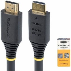 StarTech.com 5 m HDMI A/V Cable - 1 - Cable for Docking Station, Workstation, TV - First End: 1 x HDMI 2.0 Digital Audio/Video - Male - Second End: 1 x HDMI 2.0 Digital Audio/Video - Male - 18 Gbit/s - Supports up to3840 x 2160 - Shielding - Gold Plated
