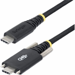 StarTech.com 6.6ft (2m) USB-C Charging Cable, Side Screw Locking, 240W (5A) PD EPR, Silicone Jacket w/Braid, Rugged USB 2.0 Cord, USB-IF - Side Screw Locking USB C cable supports up to 240W Power Delivery EPR; Ideal for chargers and hubs w/side locking U