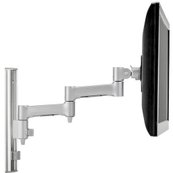 Atdec AWMS-46W35 single arm on wall channel - displays to 34" & 12kg (26.5lb) flat or 10kg (22lb) curved & all-in-one - perfect for POS - Silver AWMS-46W35-S