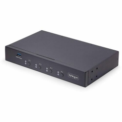 StarTech.com 4-Port KM Switch w/ Mouse Switching, USB 3.0 Keyboard/Mouse Switcher for 4 Computers, 3.5mm and USB Audio, TAA Compliant - Mouse Roaming allows users to instantly switch computers by moving the mouse between monitors without using hotkeys or