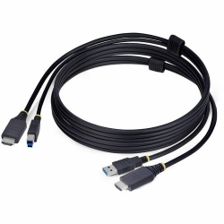 StarTech.com 6ft (1.8m) HDMI and USB 5Gbps KVM Cable, Up to 4K 60Hz, HDMI 2.0 and USB Combo Cable for KVM Switch - KVM cable connects a computer to a HDMI KVM Switch that features USB 5Gbps; Simplifies setup by integrating the cables into a single bundle
