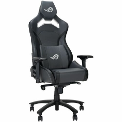 Asus ROG Chariot X gaming chair in racing-car style with Aura RGB lighting featuring an adjustable high-density foam headrest memory-foam lumbar support 4D adjustable armrests ROG CHARIOT X GAMING CHAIR GREY