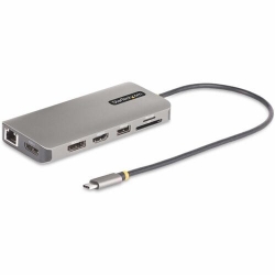 StarTech.com USB-C Triple-Monitor Multiport Adapter, Dual 4K 60Hz + 4K 30Hz HDMI & DP, 4x USB-A, 100W PD Pass-Through, GbE, SD Card Reader - USB-C Multiport Adapter w/triple multimonitor 2x 4K 30Hz/1x 4K 60Hz using 2x DP and 1x HDMI (GPU dependent) - Min
