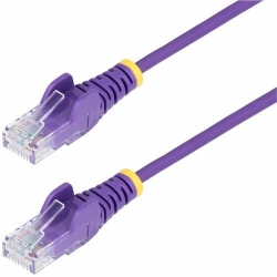 StarTech.com 10m Purple Slim CAT6 Ethernet Cable, Snagless RJ45, UTP, LSZH, 28AWG Pure Bare Copper, Slim Network Patch Cord, Fluke Tested - Slim UTP Cat6 Cable supports 1Gbps and 100W PoE; Ideal for crowded installations; 36% slimmer for improved airflow