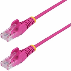 StarTech.com 10m Pink Slim CAT6 Ethernet Cable, Snagless RJ45, UTP, LSZH, 28AWG Pure Bare Copper, Slim Network Patch Cord, Fluke Tested - Slim UTP Cat6 Cable supports 1Gbps and 100W PoE; Ideal for crowded installations; 36% slimmer for improved airflow;