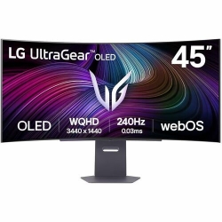 LG UltraGear 45GX90SA-B 45" Class UW-QHD Curved Screen Gaming OLED Monitor - 21:9 - Black - 44.5" Viewable - OLED - 3440 x 1440 - Adaptive Sync/FreeSync Premium/G-sync Compatible - 275 cd/m² - 0.03 ms - Speakers - USB Type-C - HDMI - DisplayPort - USB Hu