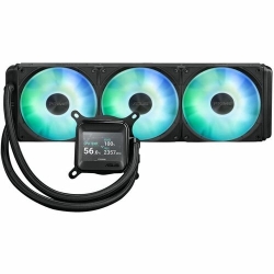 ASUS Prime LC ARGB LCD all-in-one CPU liquid cooler with sharp screen showcasing CPU & GPU information with different background, high-performance Asetek pump armed with robust motor PRIME LC 360 ARGB LCD