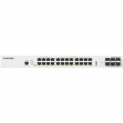 Fortinet FortiSwitch 124G-FPOE Layer 2 FortiGate switch controller compatible PoE switch with 24x 2.5G/1G/100M RJ45 ports - 8x 802.3bt (90W) PoE and 16x 802.3af/at (30W) PoE - and 6x 10G/1G SFP+/SFP ports, and 1x RJ45 console port. Max 780W PoE output li
