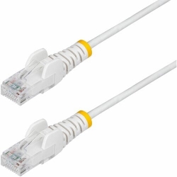 StarTech.com 1.5m White Slim CAT6 Ethernet Cable, Snagless RJ45, UTP, LSZH, 28AWG Pure Bare Copper, Slim Network Patch Cord, Fluke Tested - Slim UTP Cat6 Cable supports 1Gbps and 100W PoE; Ideal for crowded installations; 36% slimmer for improved airflow