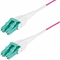 StarTech.com 5m (16ft) LC to LC (UPC) OM4 Multimode Fiber Optic Cable, Erika Violet, 50/125, 100G, Uniboot Fiber Jumper Cord, OFNR Riser - OM4 Multimode LC/LC-UPC Fiber Cable supports up to 100Gbps full duplex; TIA-standard Erika Violet for OM4 identific