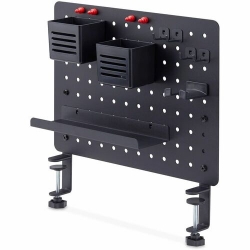 StarTech.com Clamp-On Pegboard with Accessories, 16.5x12.5in, Steel Peg Board, Desktop Storage Organizer, Black - Streamline a workspace with this modular pegboard system that keeps clutter off your desk; Clamp-on design with no drilling or tools require