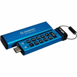 Kingston IronKey Keypad 200 16 GB USB 3.2 (Gen 1) Type C Flash Drive - Blue - 256-bit AES, XTS-AES - 145 MB/s Read Speed - 115 MB/s Write Speed - 1 Each IKKP200C/16GB
