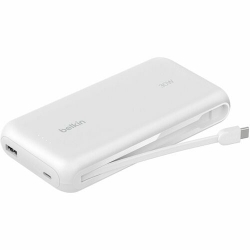 Belkin BoostCharge Power Bank - White - For Smartphone, iPhone, iPad mini, iPad Pro - 2 x Type-C 30W, 1 x Type-A 30W - 20000 mAh - 30 W - USB Type-C Connector - 2 x USB - White BPB024FQWH