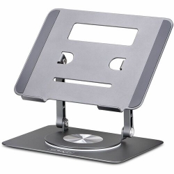 StarTech.com Rotating Laptop Stand, 360 Swivel, Ergonomic Desk Riser for Computer, Adjustable Height/Tilt, Max 11lb, Aluminum, Portable - Raise a laptop to eye level for improved posture and all-day comfort - Height-adjustable arms; Up to 11lb - 360deg s