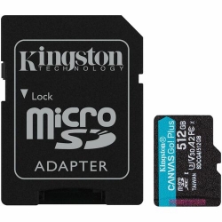 Kingston Canvas Go! Plus 512 GB Class 10/UHS-I (U3) V30 microSDXC - 200 MB/s Read - 160 MB/s Write SDCG4/512GB