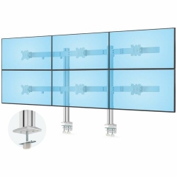 StarTech.com Six-Monitor Desk Mount with Crossbar, Up To 32-inch Computer Screens, Max 17.6lb (8kg) each, Dual Column, C-clamp/Grommet - Six-monitor mount w/ crossbar design for monitors up to 32"/17.6lb each - Robust dual column design - Micro-height ad
