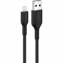 Belkin BoostCharge Pro 1 m Lightning/USB Data Transfer Cable - Cable for iPhone, iPad Air, iPad mini, iPad Pro, Charger - First End: 1 x USB Type A - Male - Second End: 1 x Lightning - Male - 480 Mbit/s - MFI - Black CAA020FQ1MBK