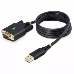 StarTech.com 3ft (1m) USB to Null Modem Serial Adapter Cable, COM Retention, FTDI, RS232, Changeable DB9 Screws/Nuts, Windows/macOS/Linux - Add a DB9 RS-232 null modem serial port to a computer using a USB-A port; Interchangeable DB9 Screws/Nuts; Screws