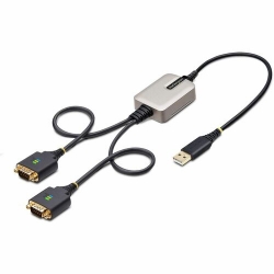 StarTech.com 2ft/60cm 2-Port USB to Serial Adapter Cable, COM Retention, FTDI, DB9 RS232, Changeable DB9 Screws/Nuts, Windows/macOS/Linux - Add two DB9 RS-232 serial ports to a desktop/laptop using a USB-A port; Interchangeable Screws/Nuts; DB9 nuts pre-